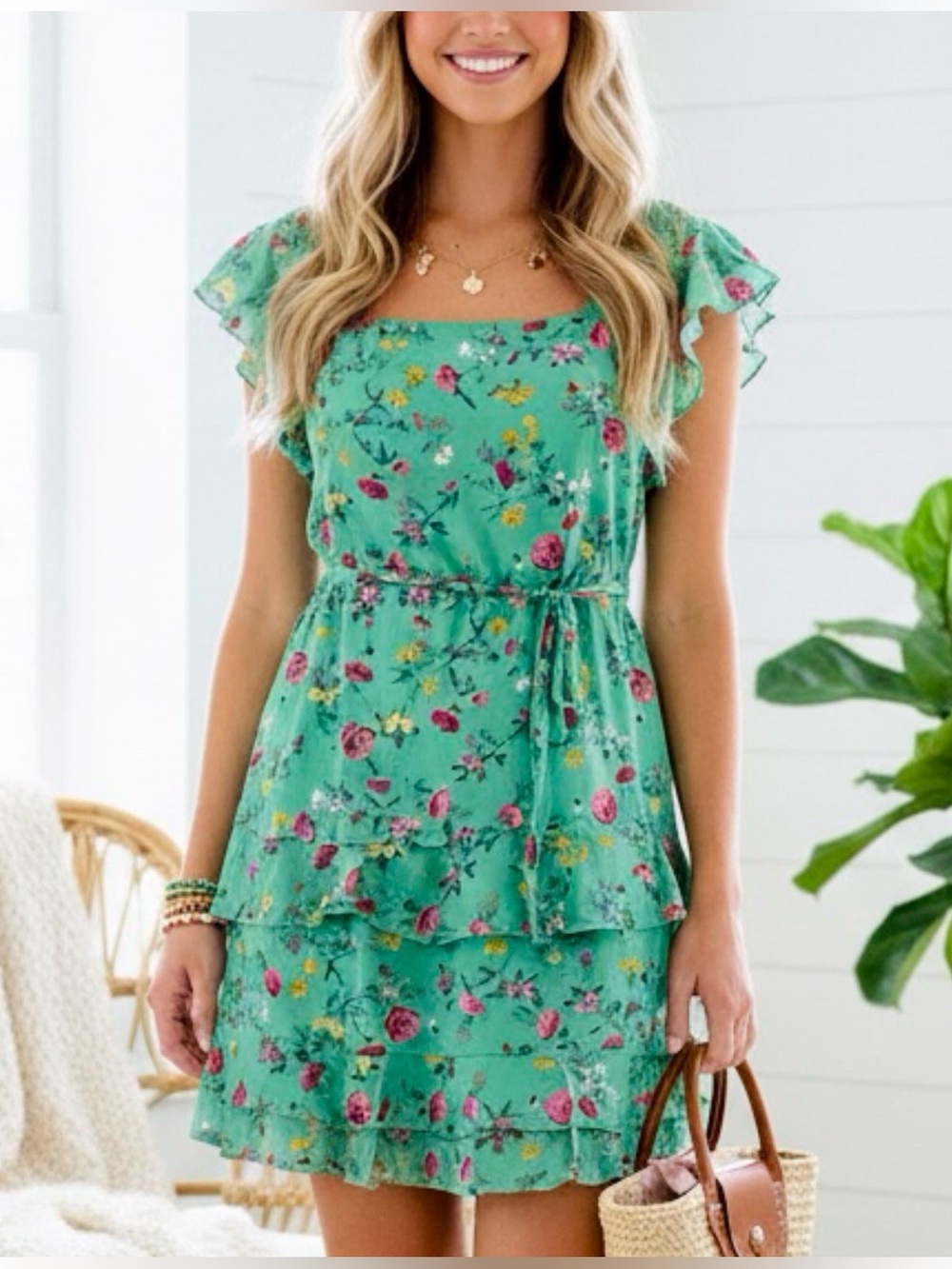 NWT Lottie & Holly (BOG Collective) Mini Floral Ruffle Tiered Dress